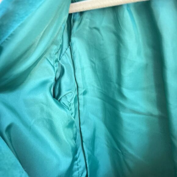 Vtg Herman Geist Suede Teal Blazer 2 Button Front Womens 10 Leather Lined EUC - Picture 7 of 10